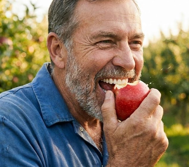 Masticazione naturale — funzione biomeccanica ripristinata dopo intervento implantare