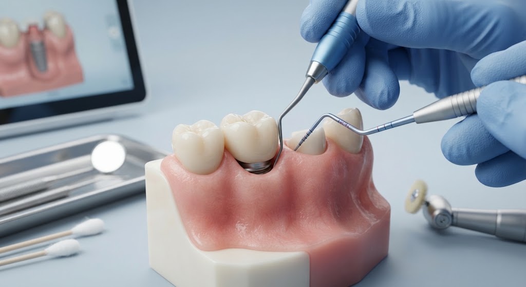 Igiene professionale intorno a un impianto dentale